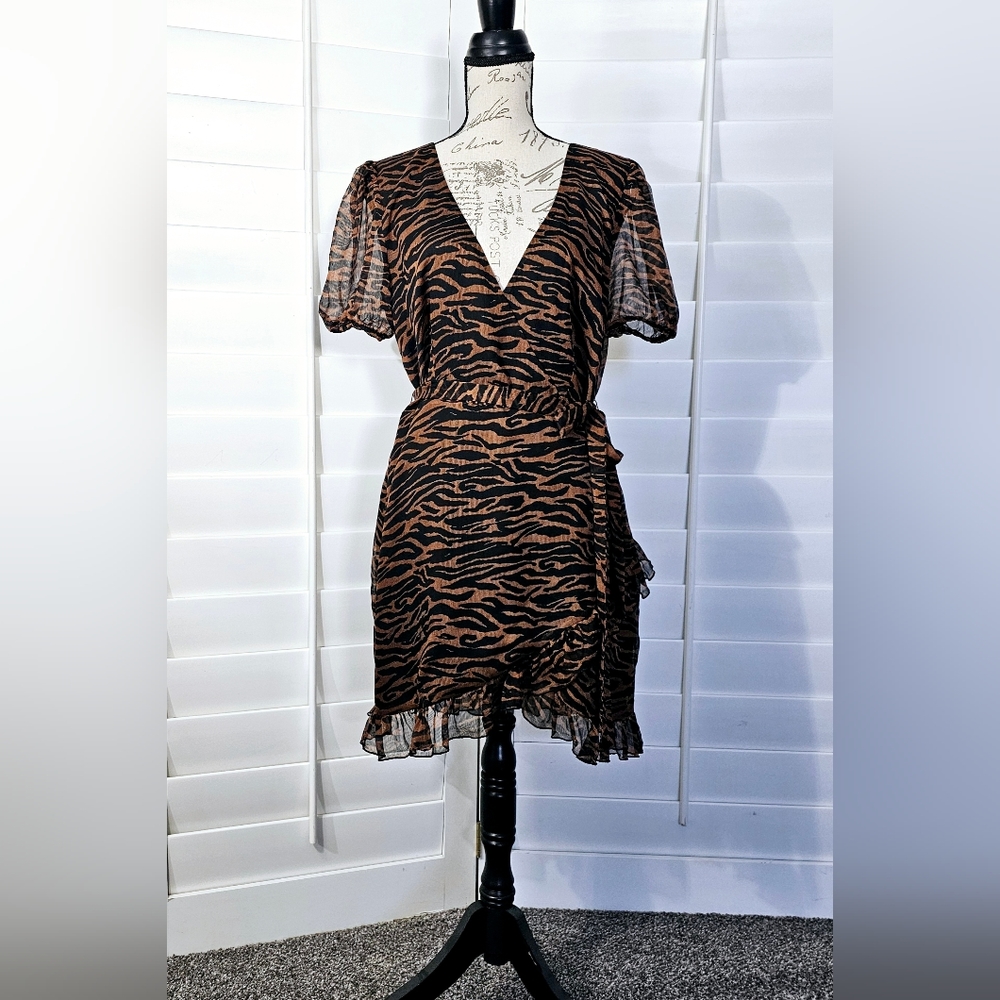 MAJORELLE ANIMAL/TIGER PRINT MIDI DRESS